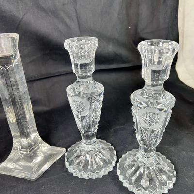 Cut crystal salts, Candle holders, vases