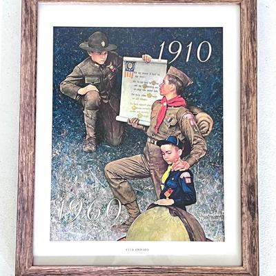 Set of 2 Wooden Framed Boy Scout Prints by Norman Rockwell