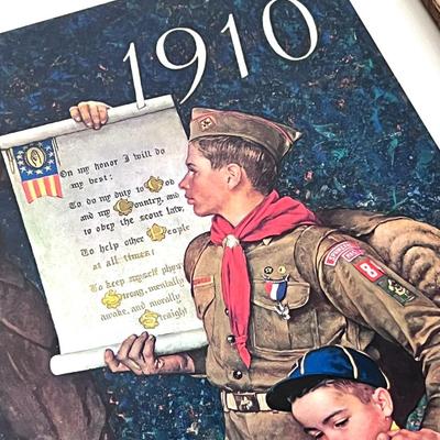 Set of 2 Wooden Framed Boy Scout Prints by Norman Rockwell