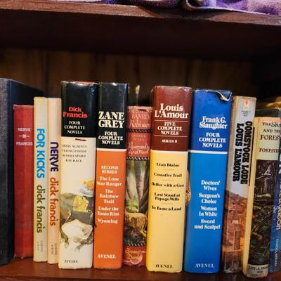 Two full shelves of Hardback Books