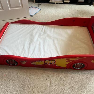 Red Cars Toddler Bed with Mattress and Elephant Sleeping Bag