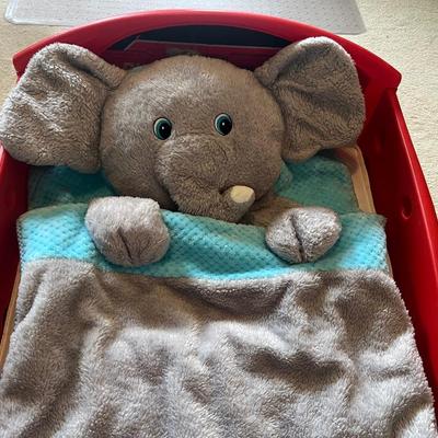 Red Cars Toddler Bed with Mattress and Elephant Sleeping Bag
