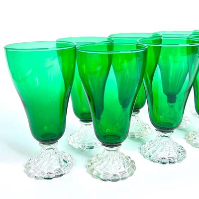 Set of 10 Emerald Green Burple Glasses by Anchor Hocking