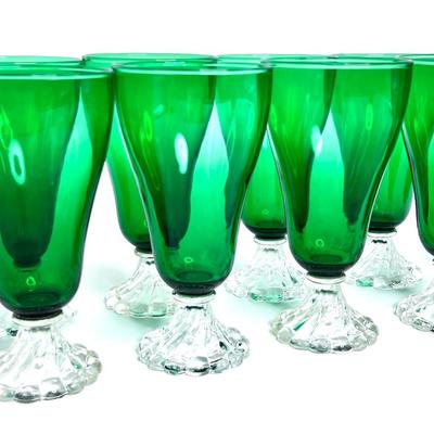 Set of 10 Emerald Green Burple Glasses by Anchor Hocking