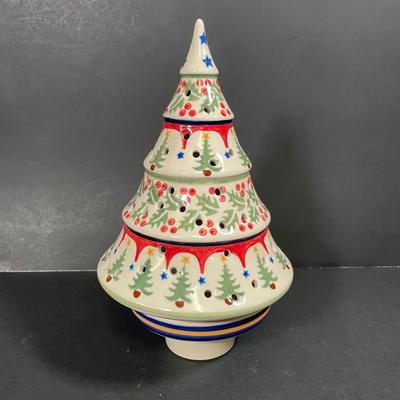 LOT 59B: Christmas Decor - Polish Pottery Christmas Tree, Hand Decorated Porcelain by Kashima & More