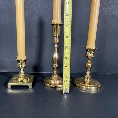 LOT 66B: Vintage Baldwin Brass Candlesticks w/ Candles
