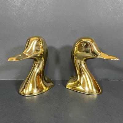 LOT 67B: Vintage Virginia Metalcrafters Solid Brass Goose Heads