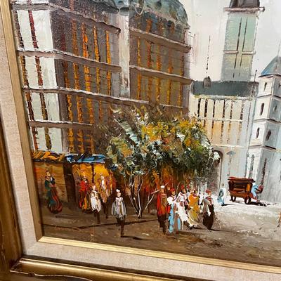 LOT 70B: Original Oil On Canvas Street Scene Painting Signed By Unknown Artist