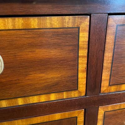 LOT 72D: Henkel Harris Furniture Matching Mahogany Hutch & Sideboard w/ Keys