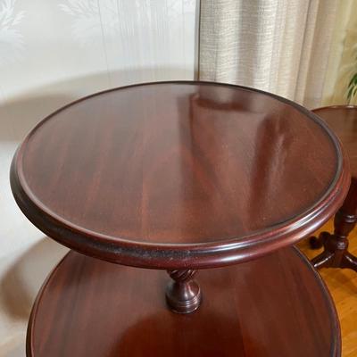 LOT 75D: Vintage Mahogany 3 Tier Circular Butler Table & End Table