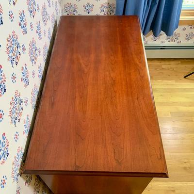 LOT 124 Z: Traditional Cherry Kneehole Desk & Chippendale Style Mahogany Side Chair