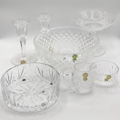 LOT 189/192K: Gorgeous Waterford Crystal Collection - Bowls, Pedestal Compote, Candle Holders, Sugar Bowl & Creamer