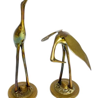 Vintage Brass Lot - 2 Egrets and A Crawfish