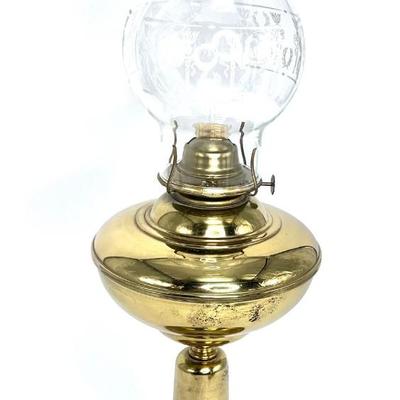 Vintage Eagle Brand Oil Lamp with Decorative Globe