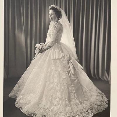 1094 Vintage 1940's Heirloom Sealed Wedding Dress with Original Cake Topper