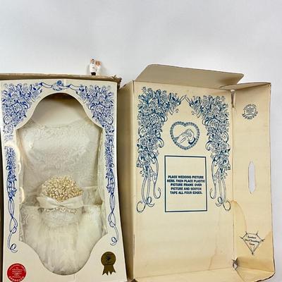 1094 Vintage 1940's Heirloom Sealed Wedding Dress with Original Cake Topper