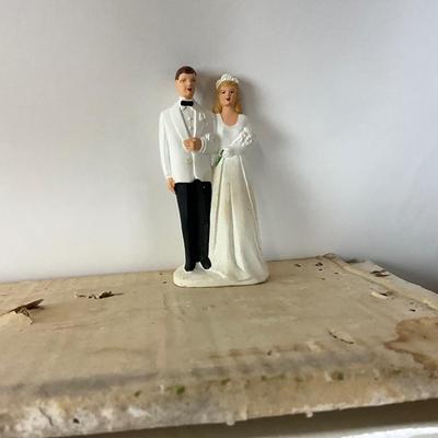 1094 Vintage 1940's Heirloom Sealed Wedding Dress with Original Cake Topper