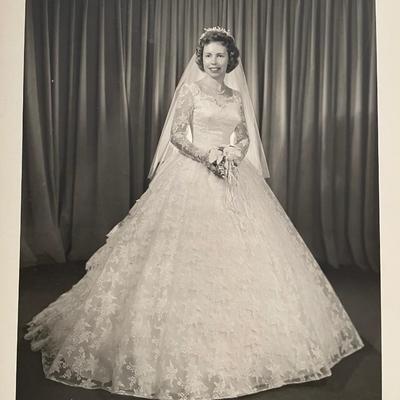 1094 Vintage 1940's Heirloom Sealed Wedding Dress with Original Cake Topper