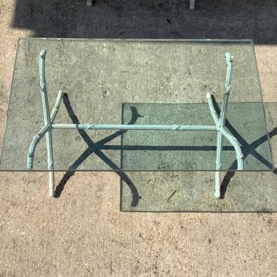 1099 Hollywood Regency Cast Aluminum Sofa with Glass Top Table