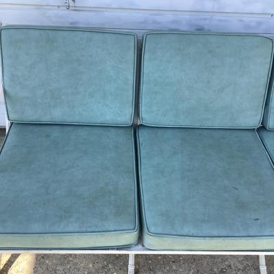 1099 Hollywood Regency Cast Aluminum Sofa with Glass Top Table