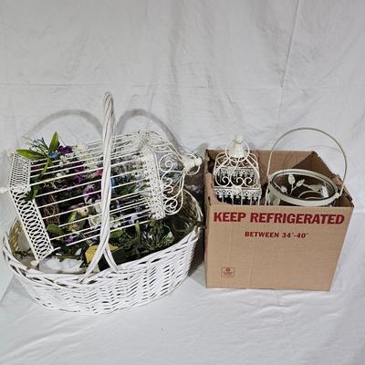 White Basket & Floral Decor Items (B1-JS)