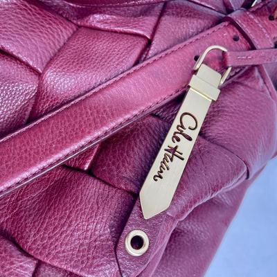 Cole Haan Woven Leather Tote Bag Large Purse Plum color f
