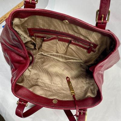 Cole Haan Woven Leather Tote Bag Large Purse Plum color f
