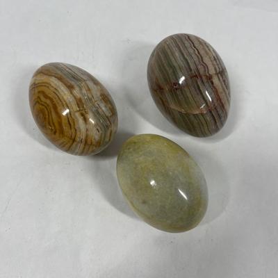 Lot of 3 Vintage Retro Polished Stone Eggs