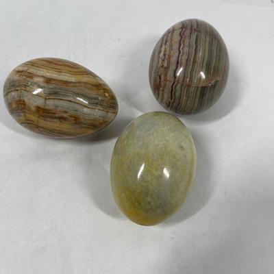 Lot of 3 Vintage Retro Polished Stone Eggs