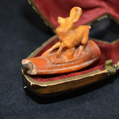 Antique Meerschaum Stag Cigar/Cigarette Holder w/ Case