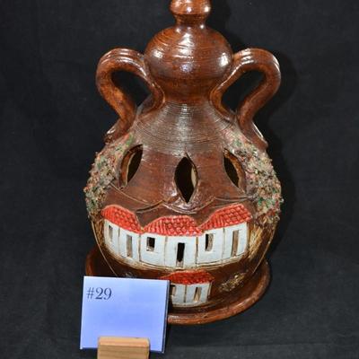 Vintage Hand Painted Ceramic Candle Holder 14.75”x8”x8”