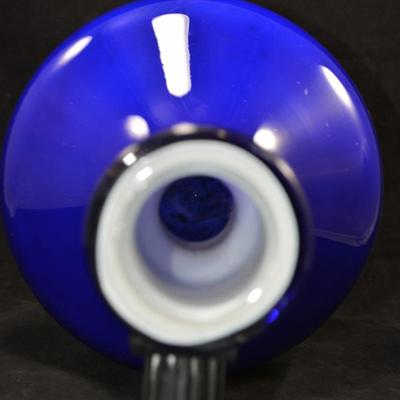 Cobalt Blue Hand Blown Vase/Decanter w/ Stopper 15.5” Tall