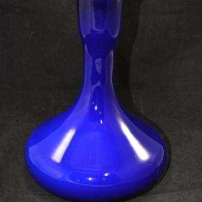 Cobalt Blue Hand Blown Vase/Decanter w/ Stopper 15.5” Tall