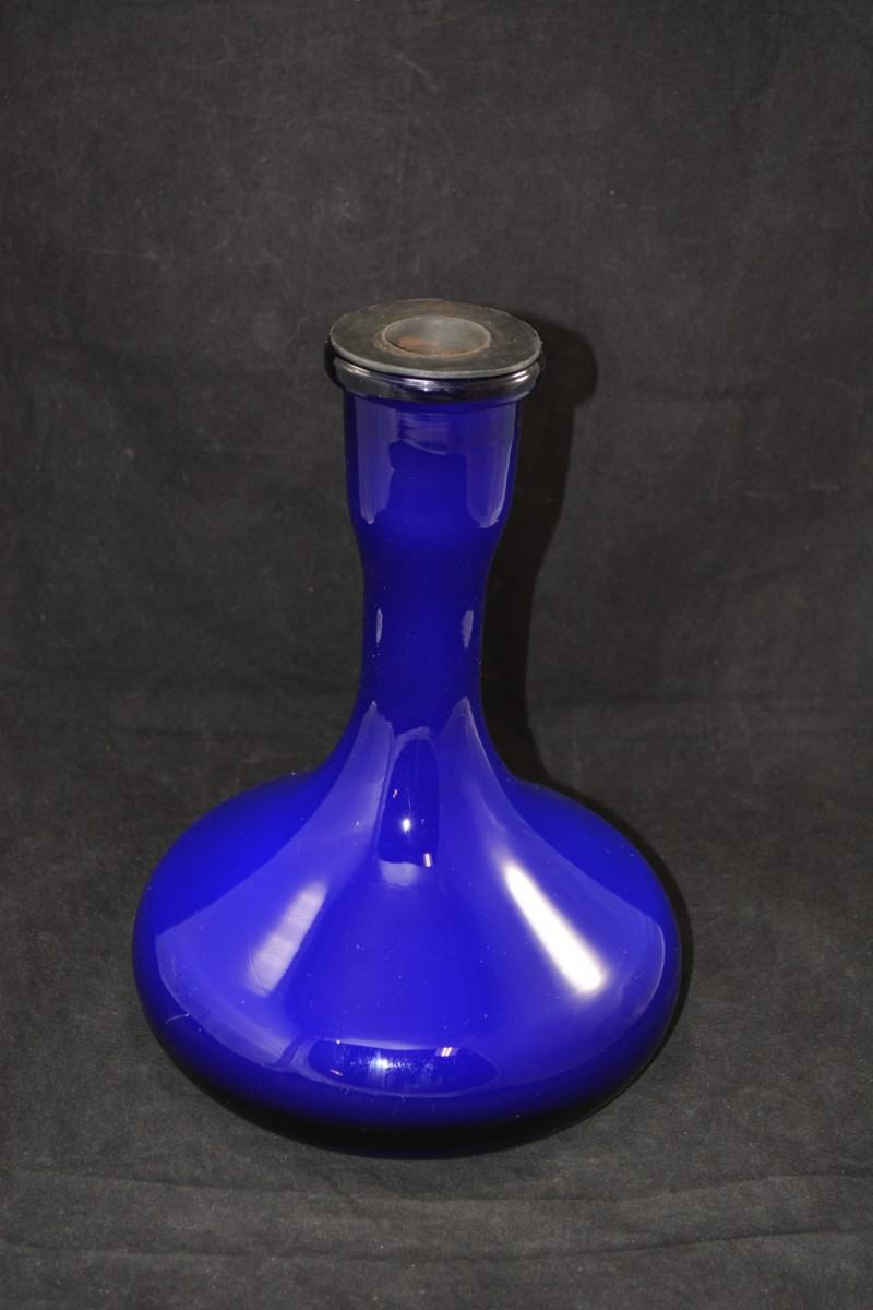 Cobalt Blue Hand Blown Vase/Decanter w/ Stopper 15.5” Tall