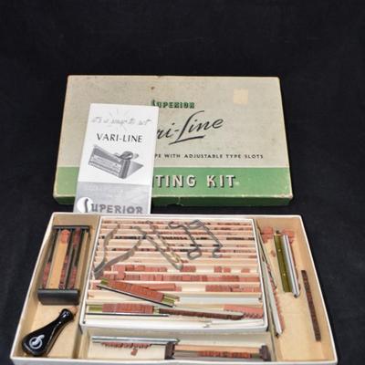 Vintage SUPERIOR Vari-Line Printing Kit, AS IS 11”x7”x1”