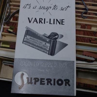 Vintage SUPERIOR Vari-Line Printing Kit, AS IS 11”x7”x1”