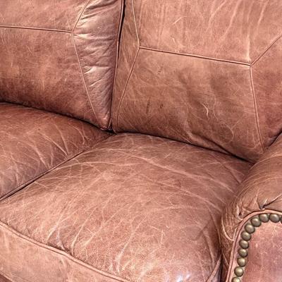 MCKINLEY LEATHER OF HICKORY ~ Leather Sofa With Nailhead Trim