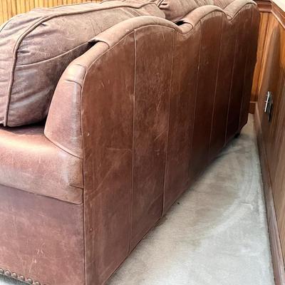 MCKINLEY LEATHER OF HICKORY ~ Leather Sofa With Nailhead Trim