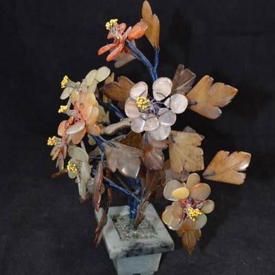 Asian Glass Stone Tree 10”x8”