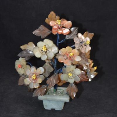 Asian Glass Stone Tree 10”x8”