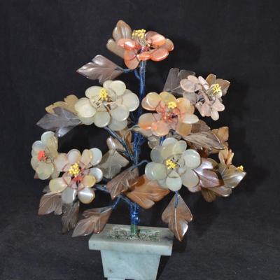 Asian Glass Stone Tree 10”x8”