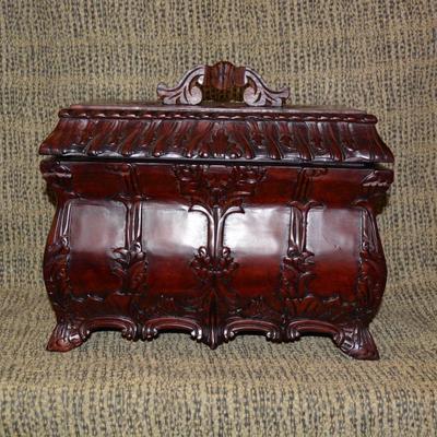 Vintage Carved Wood Chest w/ Insert, Indonesia 11.75”x10.5”x7”