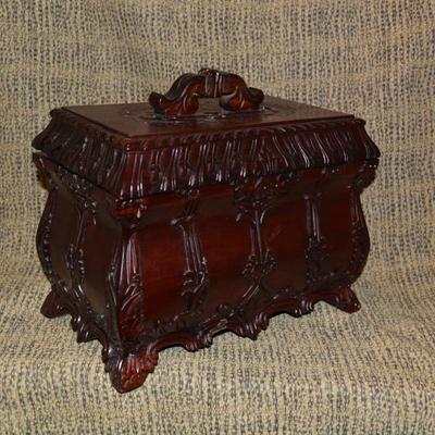 Vintage Carved Wood Chest w/ Insert, Indonesia 11.75”x10.5”x7”