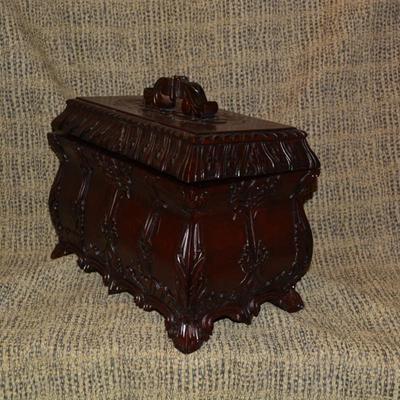 Vintage Carved Wood Chest w/ Insert, Indonesia 11.75”x10.5”x7”