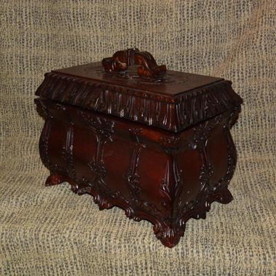 Vintage Carved Wood Chest w/ Insert, Indonesia 11.75”x10.5”x7”