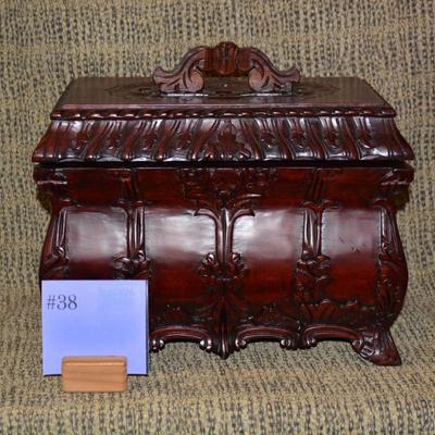 Vintage Carved Wood Chest w/ Insert, Indonesia 11.75”x10.5”x7”