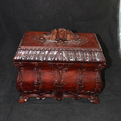 Vintage Carved Wood Chest w/ Insert, Indonesia 11.75”x10.5”x7”