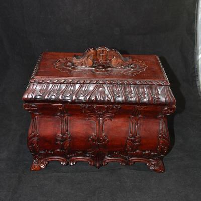 Vintage Carved Wood Chest w/ Insert, Indonesia 11.75”x10.5”x7”