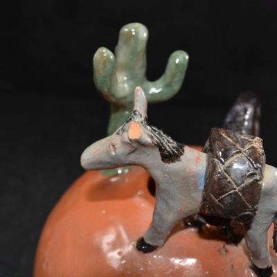 Original Ceramic ‘Watering Hole’ Southwestern Art Bowl 8”x8”x8”