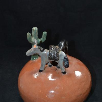 Original Ceramic ‘Watering Hole’ Southwestern Art Bowl 8”x8”x8”